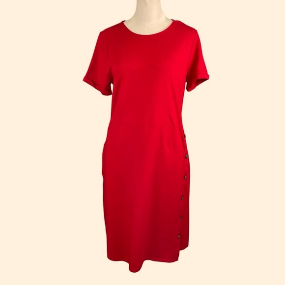 J. Jill Side-Button Shift Dress | 2X | Cherry Red - Picture 9 of 9